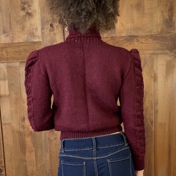 Vintage 80’s Burgundy Cable Knit Crop Sweater - Picture 4 of 7
